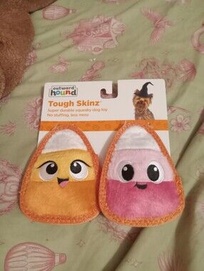 NWOT Halloween Pink Orange Candy Corn Squeaky Dog Toy